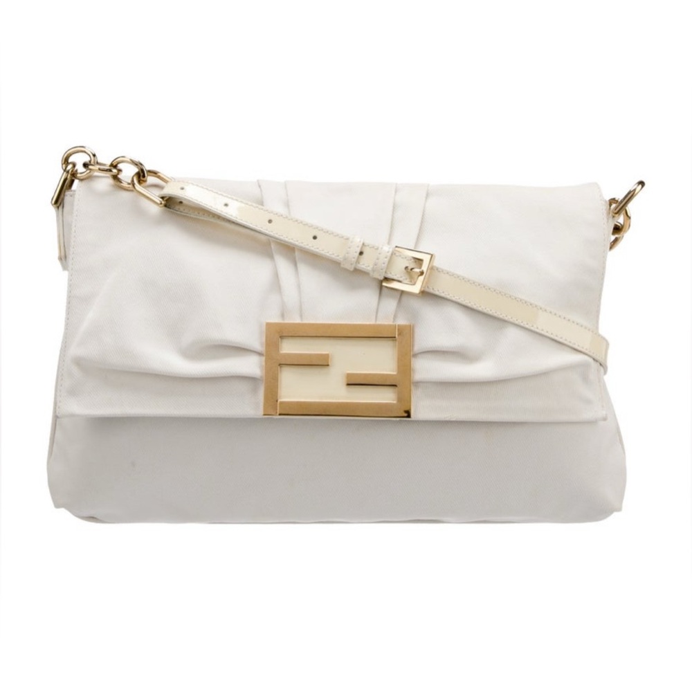 Fendi Mia Flap Bag - Gold & White